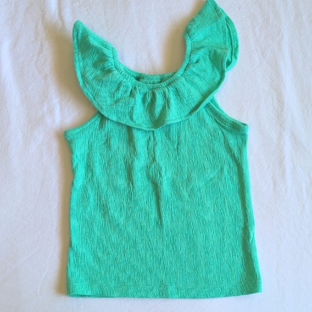 carters crinkle textured green flounce collar sleeveless top 3T toddler girls